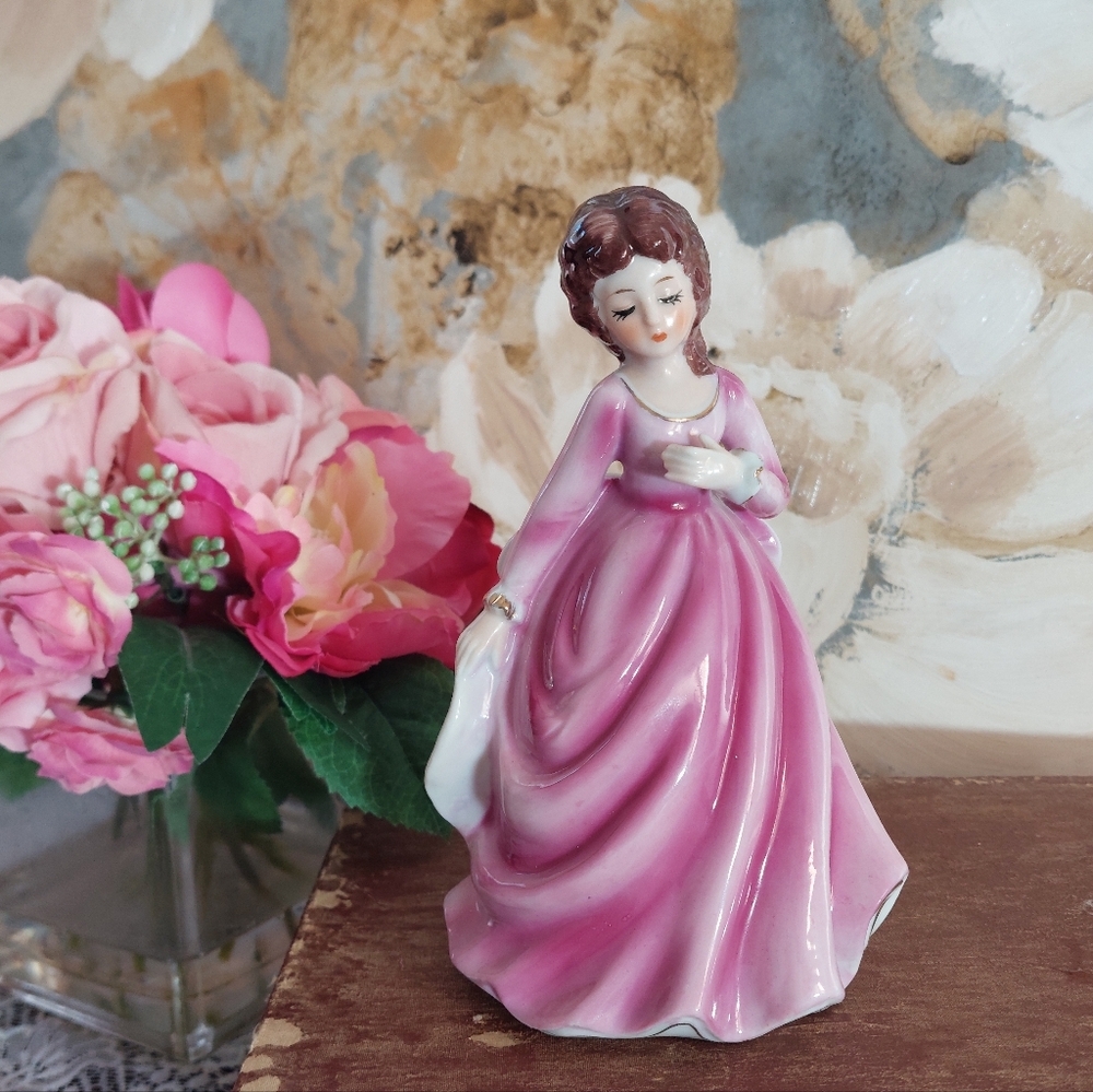 Royal Ascot Figurine Lady in Pink Dress - Vintage Collectible Shabby Chic Decor